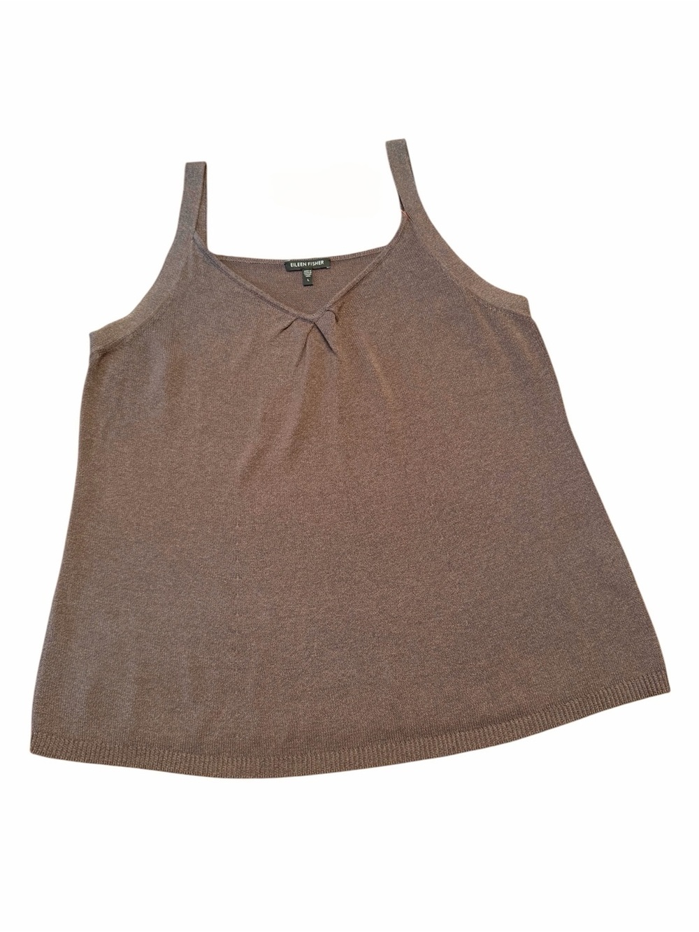 EILEEN FISHER CAPPUCCINO KNIT SILK BLEND SLEEVELESS CAMISOLE TOP SIZE L